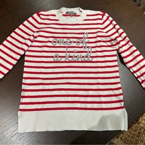 Vibrant Red and White Knit Top